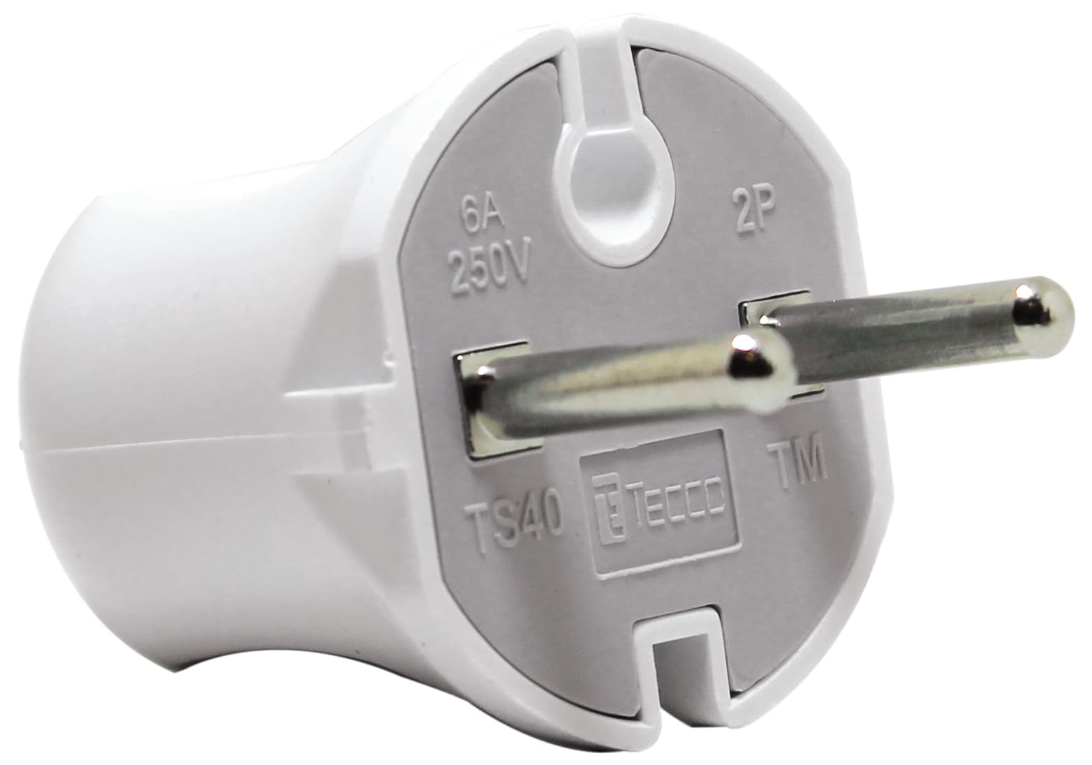 Male Plug 6 A, 250V (White)